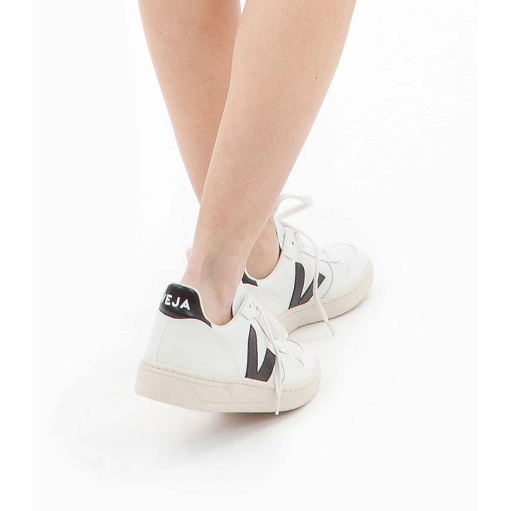 Veja V-10 LEATHER Sneakers Heren White/Black | BE 337FDN